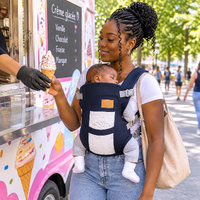porte bébé pratique et ergonomique confort des mains libre