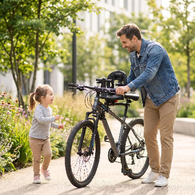 Porte bébé avant papa et sa fille vont se promener