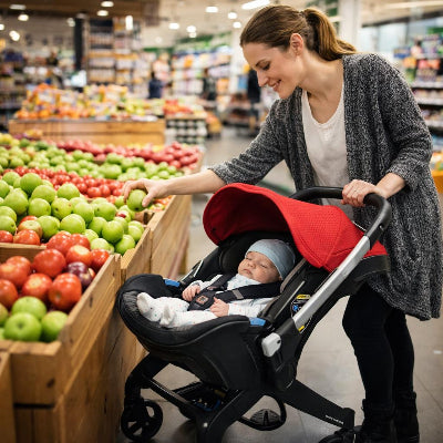 poussette 2 en 1 maman fait les courses