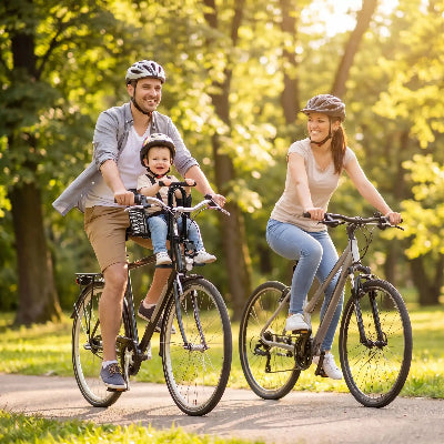promenade familliale avec porte velo bebe