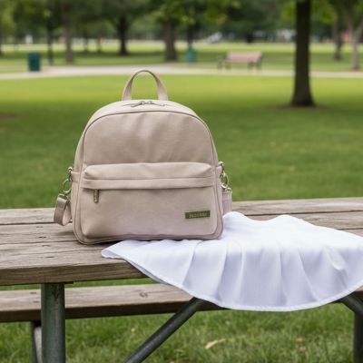 Sac a langer a dos beige multifonction