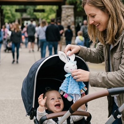 Sortie en plein air avec bébé et  Lapin doudou 